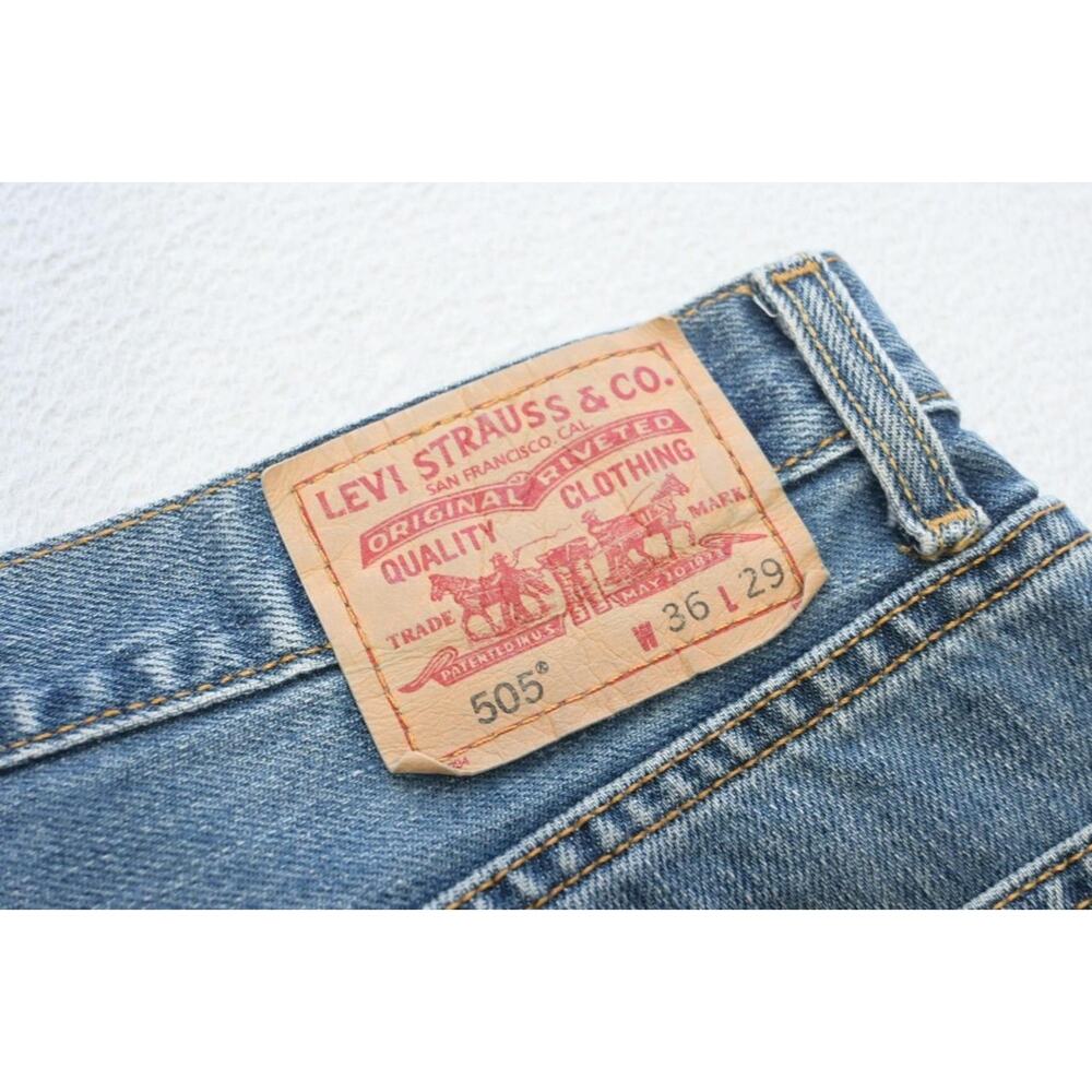 Levi's 505 Regular Fit Straight Rugged Denim Blue Jeans Mens Size 36 x 29